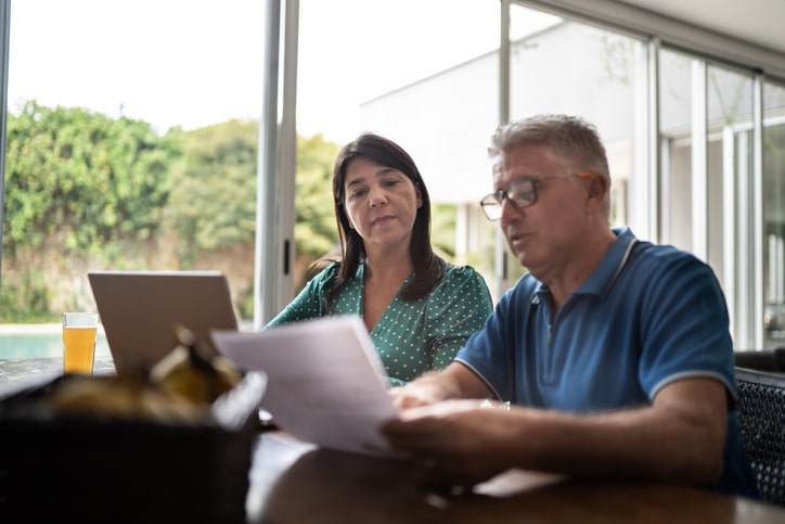 Mature couple considering home finances